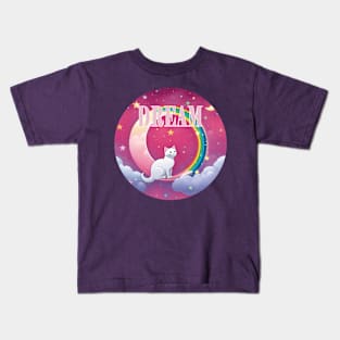 Pastel Rainbow - Dream with a cat Kids T-Shirt